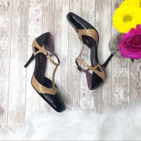 Via Spiga Shoes - VIA SPIGA Black|Tan Patent Leather Mary Jane Heels